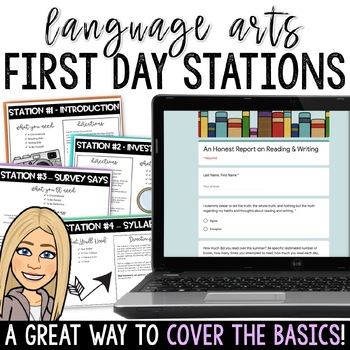 Preview of Back to School Activities for Language Arts - First Day Get to Know You Stations