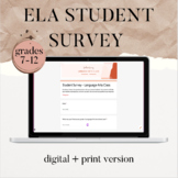 ELA Student Survey (Bonus: About Me Questions)