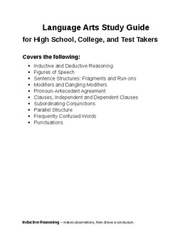 Preview of Language Arts Study Guide (for School, College, and Teaching License Exams)