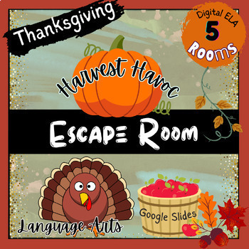 Preview of Language Arts Thanksgiving Activities Digital Escape Room Middle School