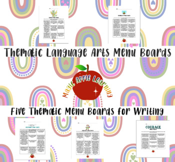 Preview of Language Arts Themed Writing Project Menus