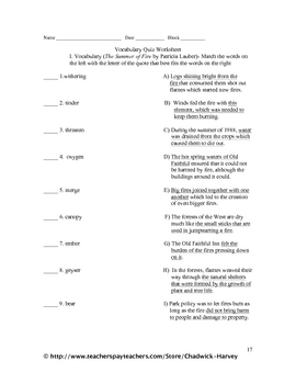 Language Arts Vocabulary Quiz Worksheets- A Year's Worth's ...