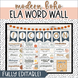 Middle School ELA Word Wall - Boho Word Wall - EDITABLE Gr