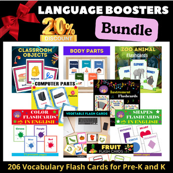 Preview of Language Boosters: A Fun and Educational Flashcard bundle for Pre-K and K