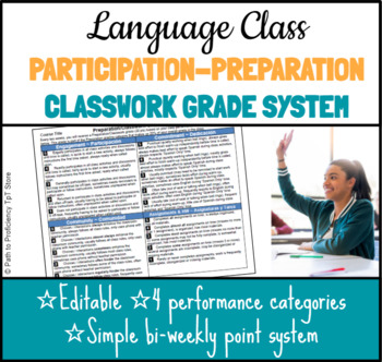 Preview of Language Class Participation-Preparation-Classwork Grading Rubric