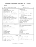 Language Common Core Checklist for 2nd Grade