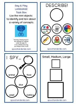 Preview of Language Concepts PRINTABLE Cards Speech Therapy-Print and Play-