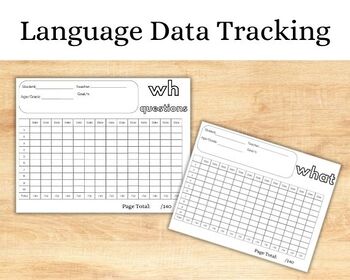 Preview of Language Data Collection Tracking Sheets - WH Questions Speech Therapy