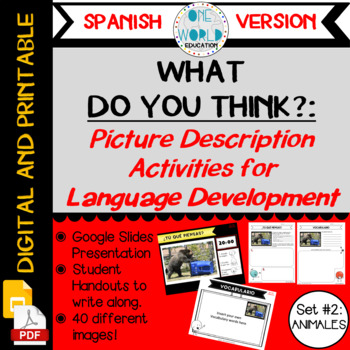 Preview of Language Development Pictures (Set #2: Animales) SPANISH: Desarrollo de Lenguaje