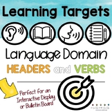 ESL Learning Target Verbs and Language Domain Headers for 