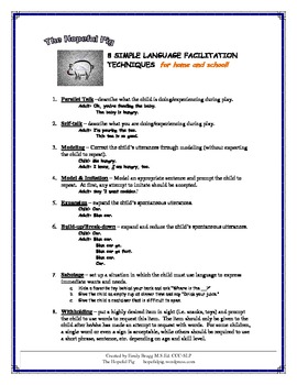Preview of Language Facilitation Handout - for home and school