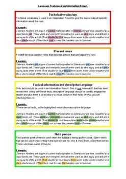 Preview of Language Features of an Information Report