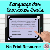 Character Traits Activity No Print Speech Therapy | Distan