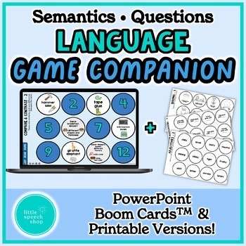 Preview of Language Game Companion - Vocabulary & Question Words - Boom Cards, PPT & Print