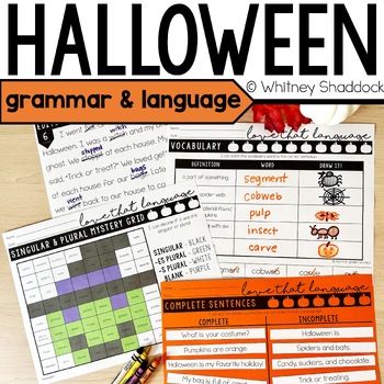 Preview of Halloween Grammar Worksheets and Language Activities for October