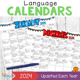 Language Homework Calendars for Speech Therapy