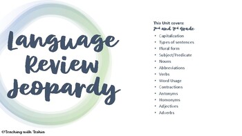 Preview of Language Jeopardy Review