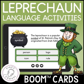 Preview of St. Patrick's Day Speech Therapy Activities Leprechauns Language BOOM™ CARDS