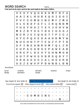 Preview of Language Live Jazz The Recipe Level 1 Unit 4 vocabulary word search puzzles