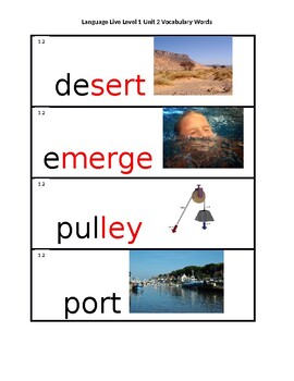 Preview of Language Live Vocabulary Cards Level 1 Unit 2