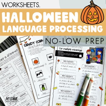 Preview of Language Processing Halloween Worksheets