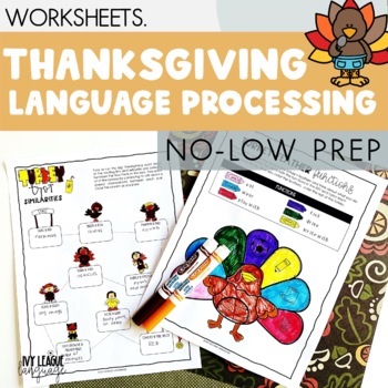 Preview of Language Processing Thanksgiving Worksheets