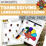 Language Processing Thanksgiving Worksheets