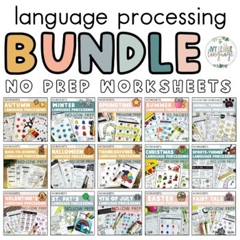 Preview of Language Processing Worksheets BUNDLE - No-Low Prep #jan24halfoffspeech