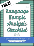 Language Sample Analysis Checklist Freebie