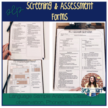 Preview of SLP Screening and Assessment Forms (Language Analysis, Observation & Inventory)