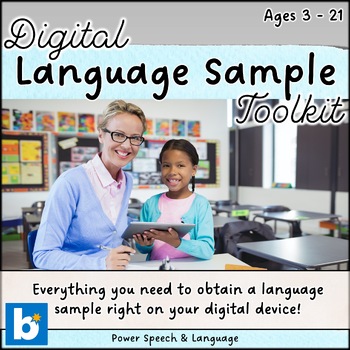 Preview of Language Sample Digital Toolkit, BOOM Cards Speech Therapy, Language, Assessment