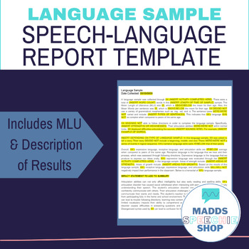 Preview of Language Sample Speech-Language Report Template