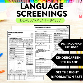 Preview of Language Screener - School Age Screenings