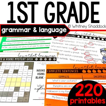 Preview of Grammar Practice Worksheets and Language Activities for First Grade - BUNDLE