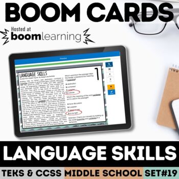 Preview of Language Skills & Context Clues Task Cards Digital Boom Cards