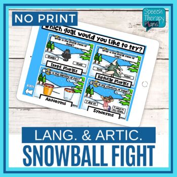 Preview of No Print Language & Articulation Snowball Fight | Grammar | Speech Therapy