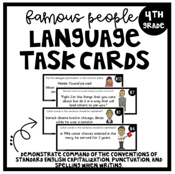 Preview of Language Task Cards (4th Grade)
