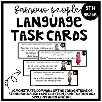 Preview of Language Task Cards (5th Grade)