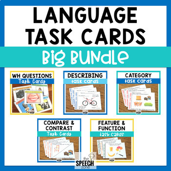Preview of Expressive and Receptive Language Task Cards Bundle