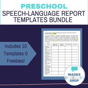 Preview of Preschool Speech-Language Report Templates BUNDLE