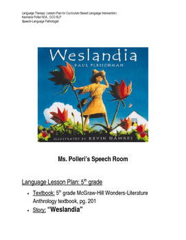 Preview of Language Therapy: 5th grade Curriculum Based Lesson Plan