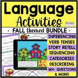 Fall Language Activities Speech Therapy Boom Cards Bundle 