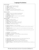 Reading Vocabulary Terms Study Guide and Quiz - Language a