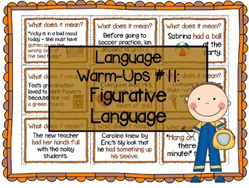 Preview of Language Warm-Ups #11: Figurative Language / Idioms Speech Therapy / ESL
