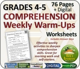 Reading Comprehension Weekly Warm-ups Print and Digital Versions