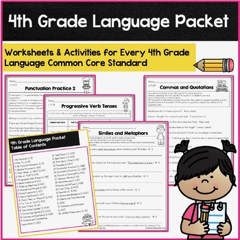 Preview of Language Worksheets & Activities: 4th Grade Common Core