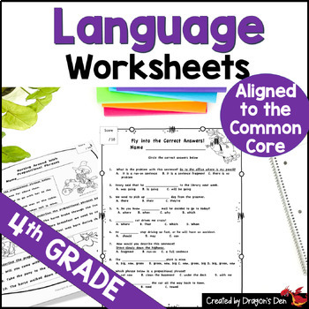 Preview of Language (Grammar) Worksheets for 4th Grade Print and Digital