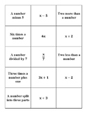 Language and Algebraic Expressions (Beginning) - Card Sort