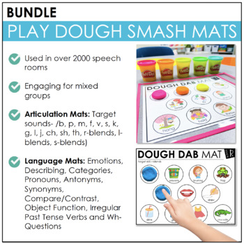 Language and Articulation Play Dough Mats Speech Therapy by A Perfect Blend