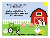 Language and Articulation on the Farm - Activities for mix